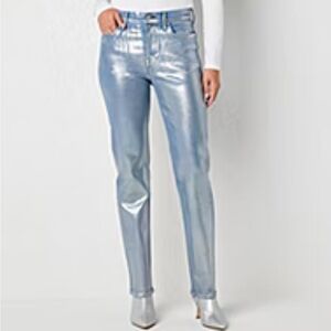a.n.a Silver Straight Leg Jeans with Metallic Finish